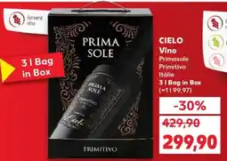 Kaufland CIELO Víno Primasole Primitivo Itálie nabídka