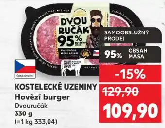 Kaufland KOSTELECKÉ UZENINY Hovězí burger Dvouručák nabídka