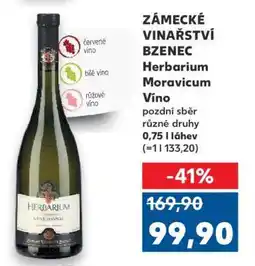 Kaufland ZÁMECKÉ VINAŘSTVÍ BZENEC Herbarium Moravicum Víno nabídka