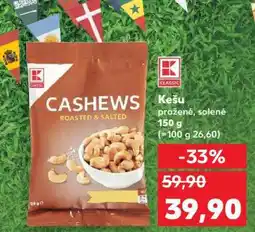 Kaufland Kešu pražené, solené 150 g nabídka