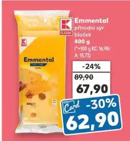 Kaufland Emmental přírodní sýr bloček 400 g nabídka
