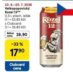 Tesco Velkopopovický Kozel 12 nabídka