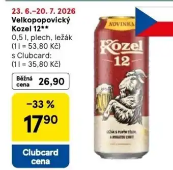 Tesco Velkopopovický Kozel 12 nabídka