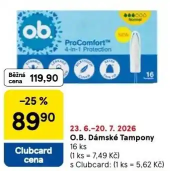 Tesco O.B. Dámské Tampony nabídka