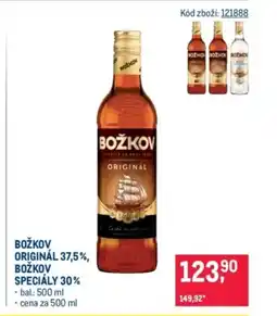 Makro Božkov originál 37,5%, Božkov speciály 30% nabídka
