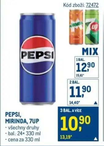 Makro PEPSI, MIRINDA, 7UP nabídka