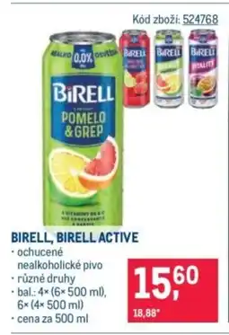 Makro Birell, Birell active nabídka