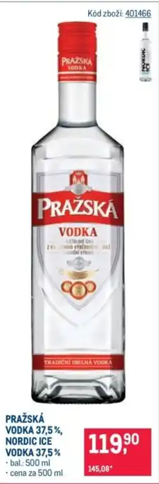 Makro Pražská Vodka 37,5%, nordic ice vodka 37,5% nabídka