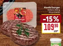 Billa Hovězí burger nabídka