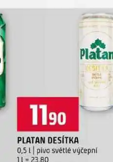 Terno PLATAN DESÍTKA 0,5l pivo světlé výčepní nabídka