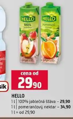 Terno HELLO 1l 100% jablečná šťáva 1l pomerančový nektar nabídka
