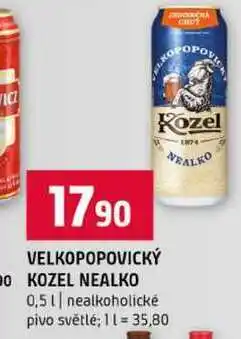 Terno VELKOPOPOVICKÝ KOZEL NEALKO 0,5l nealkoholické pivo světlé nabídka