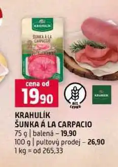 Terno KRAHULIK ŠUNKA Á LA CARPACIO 75 g balená 100 g pultový prodej nabídka