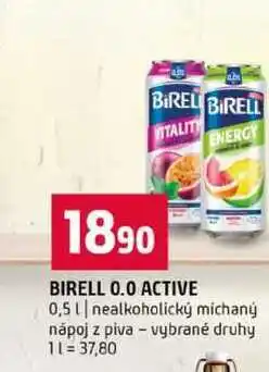 Terno BIRELL 0.0 ACTIVE 0,5l nealkoholický míchaný nápoj z piva vybrané druhy nabídka