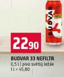Terno BUDVAR 33 NEFILTR 0,5l pivo světlý ležák nabídka