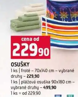 Terno OSUŠKY 1 ks froté 70x140 cm vybrané druhy 1 ks plážová osuška 90x180 cm vybrané druhy nabídka
