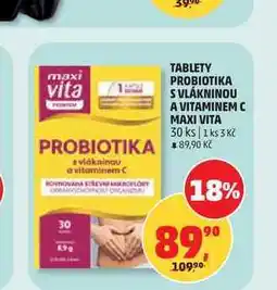 Penny Market TABLETY PROBIOTIKA S VLÁKNINOU A VITAMINEM C MAXI VITA 30 ks nabídka