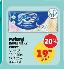 Penny Market PAPÍROVÉ KAPESNÍČKY WIPPY 3vrstvé 10x 10 ks nabídka