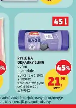 Penny Market PYTLE NA ODPADKY CLINA s vůní levandule 20 ks nabídka