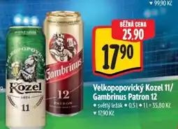 Albert Velkopopovický Kozel 11 Gambrinus Patron 12 nabídka