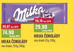 Ratio Milka čokolády nabídka