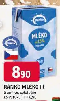 Trefa RANKO MLÉKO 1l trvanlivé, polotučné 1,5% tuku nabídka