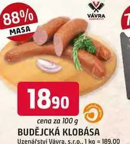 Trefa BUDĚJCKÁ KLOBÁSA nabídka