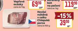 Billa Hovězí roštěná v celku Chlapská porce cena za nabídka