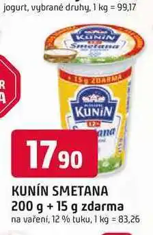 Trefa KUNÍN SMETANA 200 g + 15 g zdarma na vaření, 12 % tuku nabídka
