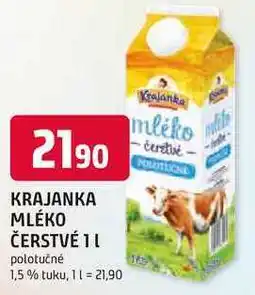 Trefa KRAJANKA MLÉKO ČERSTVÉ 1L polotučné 1,5% tuku nabídka