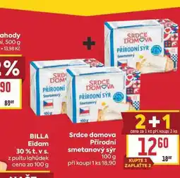 Billa Srdce domova Přírodní Eidam 30% t. vs. z pultu lahůdek cena za nabídka