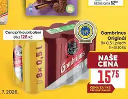Billa Gambrinus Originál 8× 0,51, plech nabídka