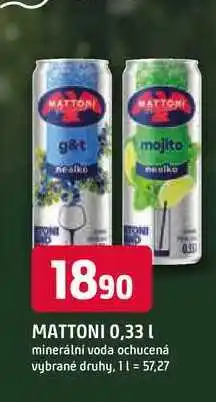 Trefa MATTONI 0,33 L minerální voda ochucená vybrané druhy nabídka
