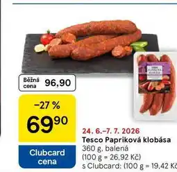 Tesco Tesco Papriková klobása, 360 g, balená nabídka