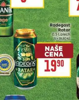 Billa Radegast Ratar 0,51, plech nabídka