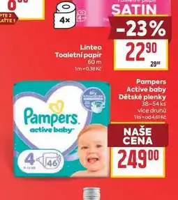 Billa Pampers Active baby Dětské plenky 38-54 ks nabídka