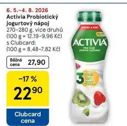 Tesco Activia Probiotický jogurtový nápoj, 270-280 g, více druhů nabídka
