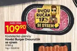 Hruška Kostelecké uzeniny Hovězí Burger Dvouručák se sýrem 2× nabídka