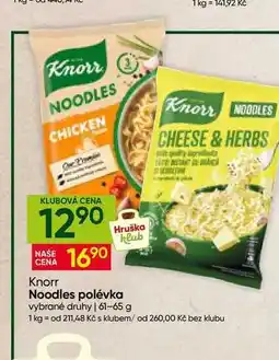 Hruška Knorr Noodles polévka vybrané druhy nabídka