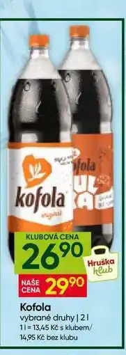Hruška Kofola 2l, různé druhy nabídka
