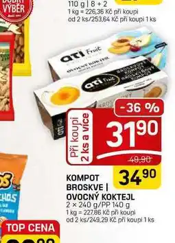 Flop KOMPOT BROSKVE | OVOCNÝ KOKTEJL 2 x 240 g/PP 140 g nabídka