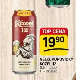 Flop VELKOPOPOVICKÝ KOZEL 12 0,5l, plech nabídka