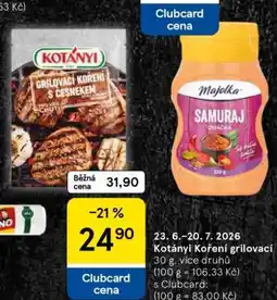 Tesco Kotányi Koření grilovací nabídka