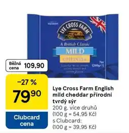 Tesco Lye Cross Farm English Mild cheddar přírodní tvrdý sýr nabídka