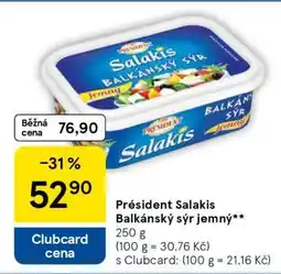 Tesco Président Salakis Balkánský sýr jemný nabídka