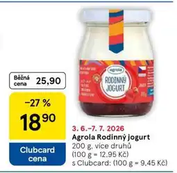 Tesco Agrola Rodinný jogurt nabídka