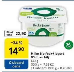 Tesco Milko Bio řecký jogurt 0% tuku bílý nabídka