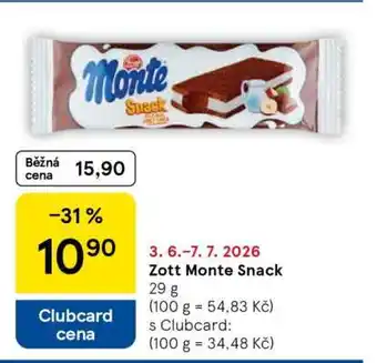 Tesco Zott Monte Snack nabídka