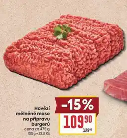Billa Hovězí mělněné maso na přípravu burgerů cena za nabídka