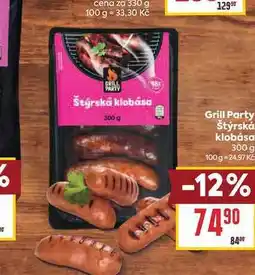 Billa Grill Party Štýrská klobása nabídka